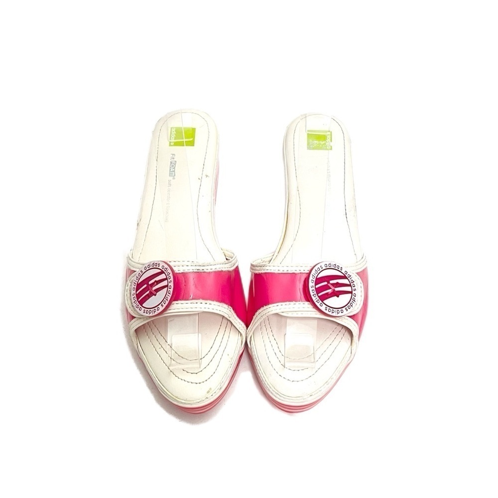 ADIDAS | Vintage Y2K pink patent leather button platform sporty wedge sandals - Picture 3 of 8